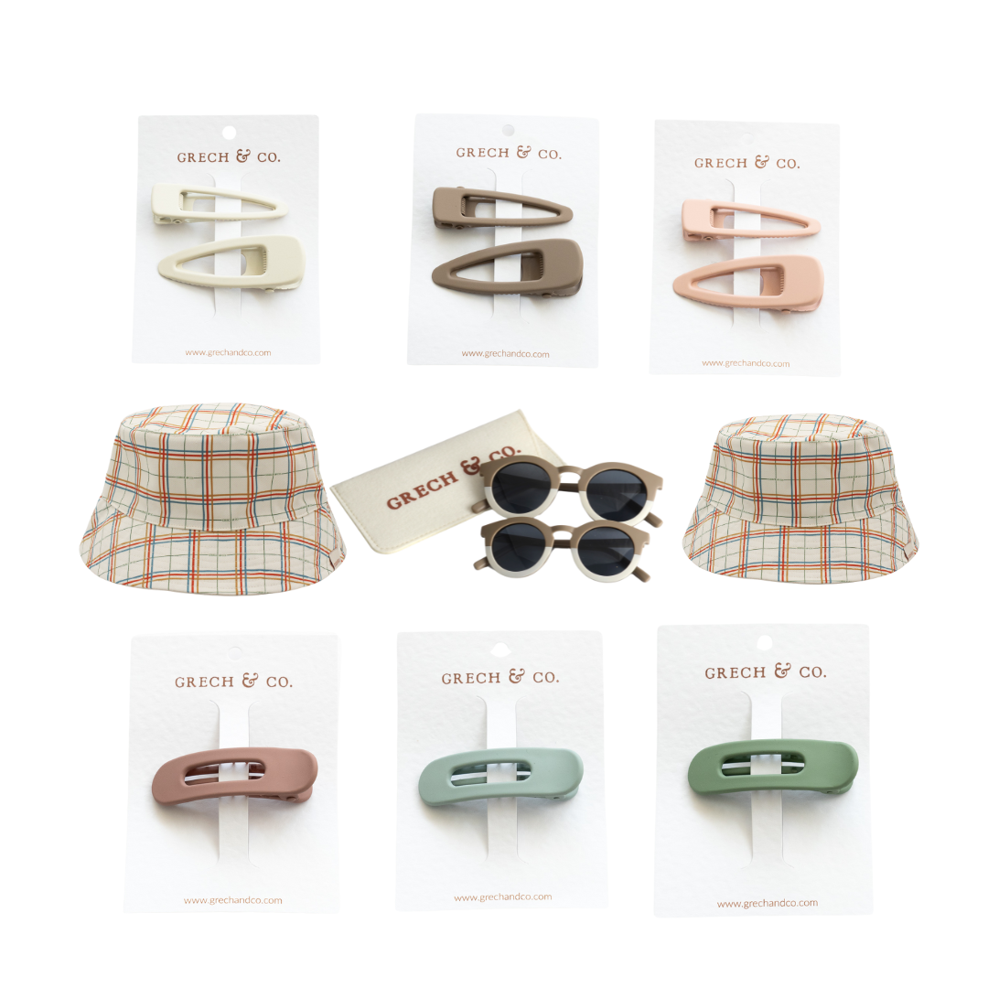 Accessories Gift Set | Adult and Child - Stone and Plaid — GRECH & CO. B2C  | Worldwide