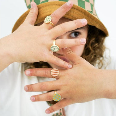 GRECH & CO. Enamel Rings-Kids set of 2 pairs Jewelry Checks