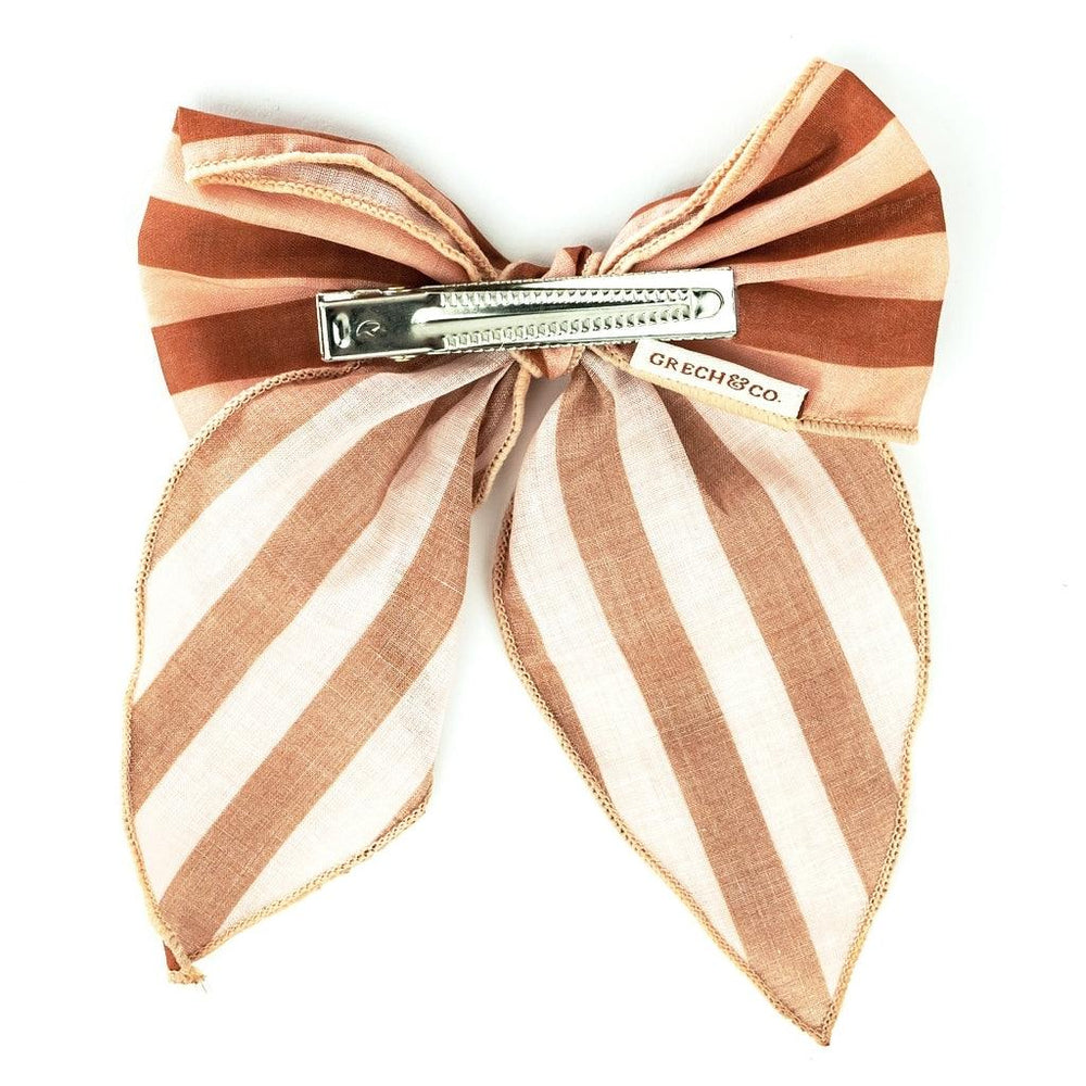 GRECH & CO. Fable Bow-Mid Size Hair accessories Stripes Sunset + Tierra