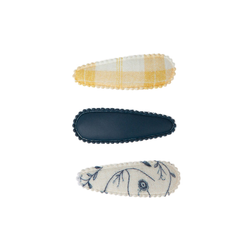 Fabric Snap Clips | Set of 3 - Scandi Floral + Buckwheat Plaid