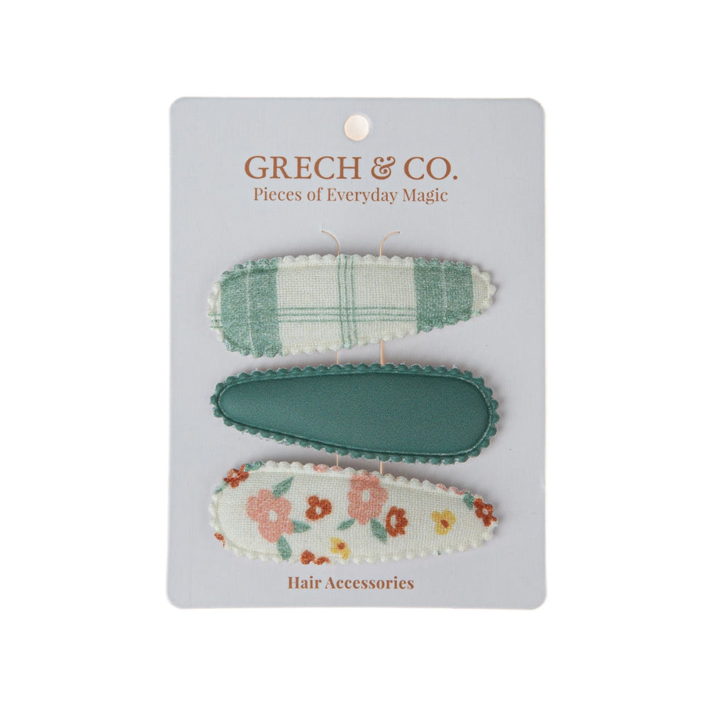 Fabric Snap Clips | Set of 3 - Fern Plaid + Sunset Meadow