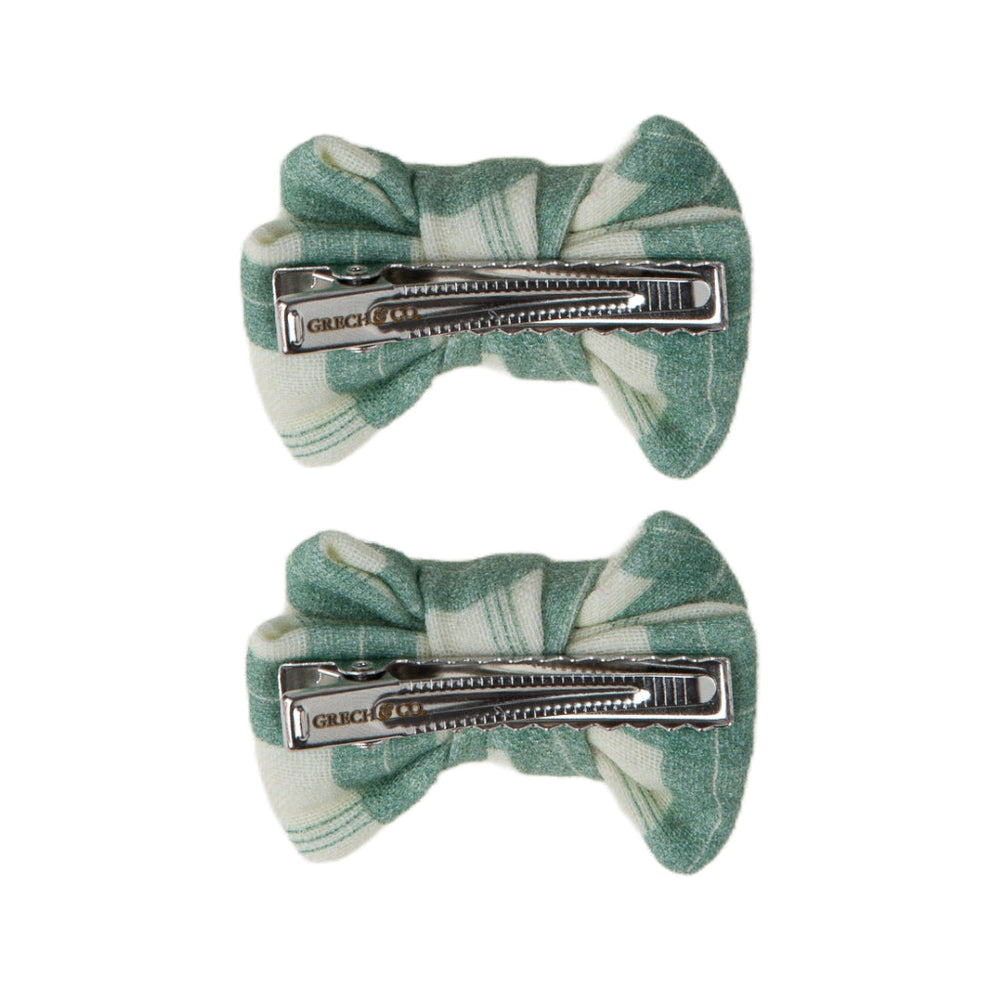 Pigtail Bow Hair Clips | set of 2 - Fern Plaid