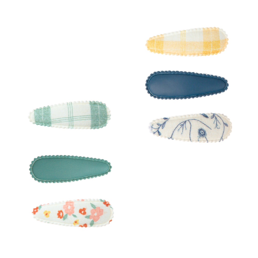 Cottage Snap Clips Set of 3 | Organic | Fern Plaid + Sunset Meadow | Pre-Order SS27
