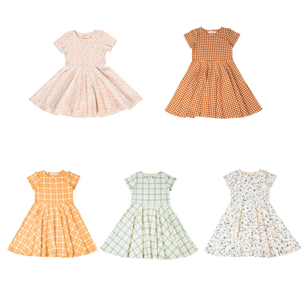 Sweetheart Twirl Dress | Organic Cotton Jersey - Sienna Gingham | GCO2260 | Pre-Order SS27
