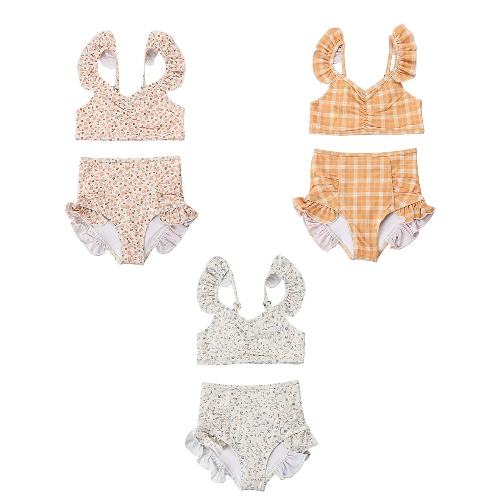 Ruffle 2 Piece Bikini | UPF + Recycled - Buckwheat Plaid | Pre-Order SS27