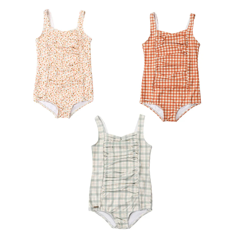 Vintage Girls 1 Piece Swimsuit | UPF + Recycled - Sunset Meadow | Pre-Order SS27