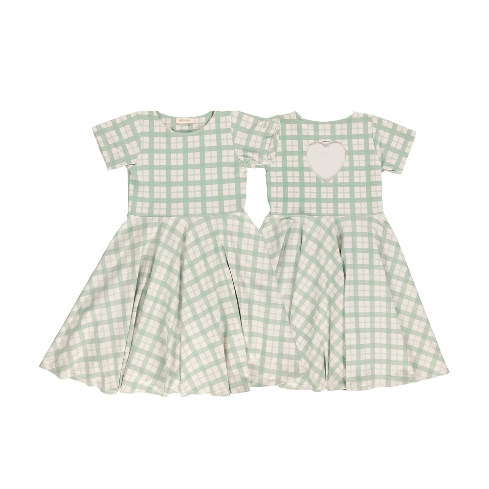 Sweetheart Twirl Dress | Organic Cotton Jersey - Fern Plaid | Pre-Order SS27