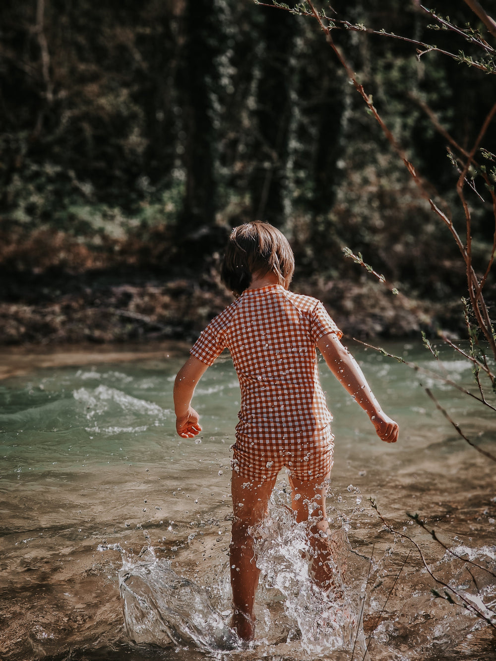 Short Sleeve Rashguard Swimsuit | UPF + Recycled - Sienna Gingham | Pre-Order SS27