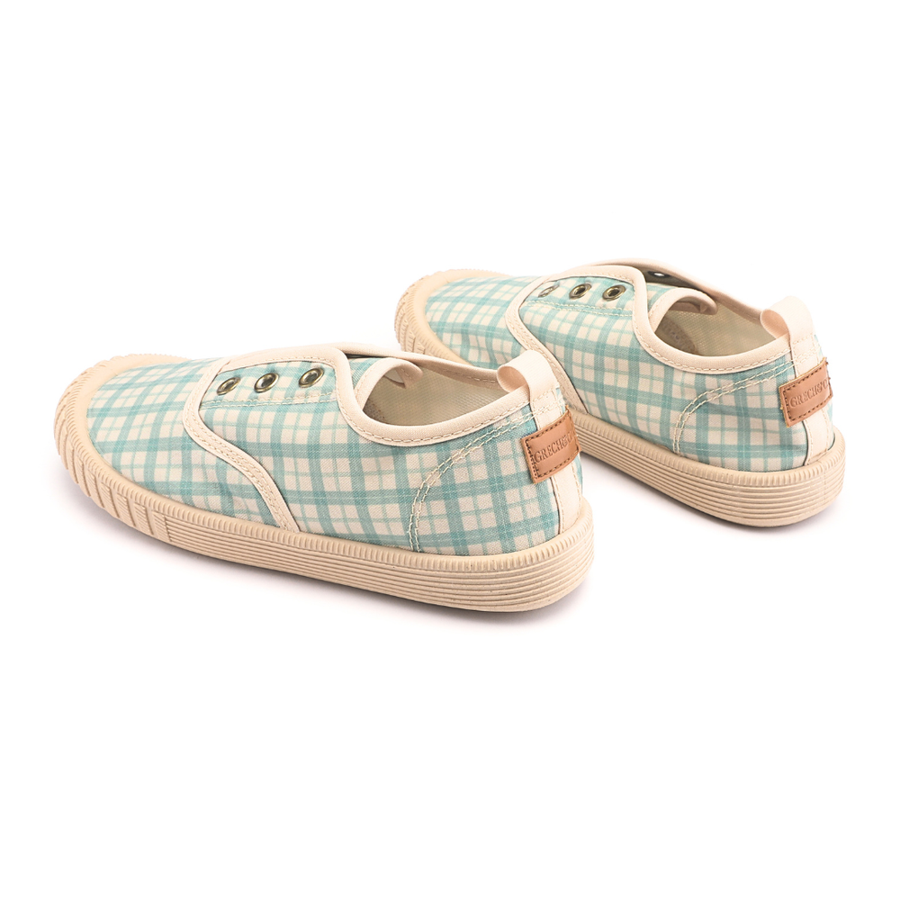 Children’s Cotton Slip-On Shoes – Fern Plaid | Pre-Order SS27