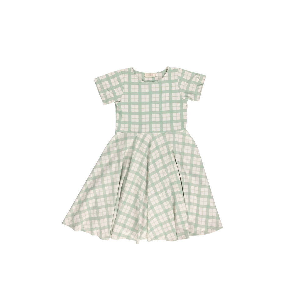 Sweetheart Twirl Dress | Organic Cotton Jersey - Fern Plaid | Pre-Order SS27