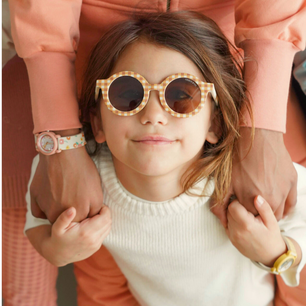 Original Round Sustainable Sunglasses | Bio-Based  Bendable Polarized | Sienna Gingham