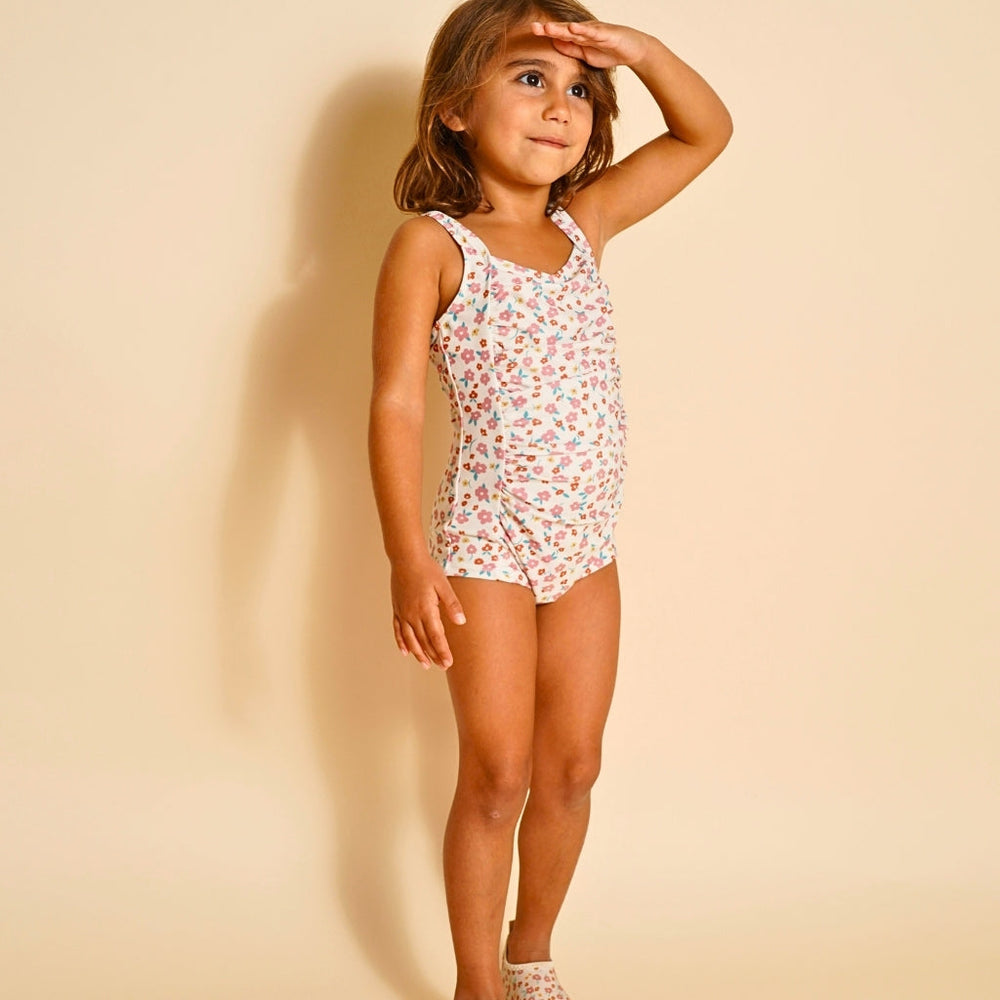 Vintage Girls 1 Piece Swimsuit | UPF + Recycled - Sunset Meadow | Pre-Order SS27