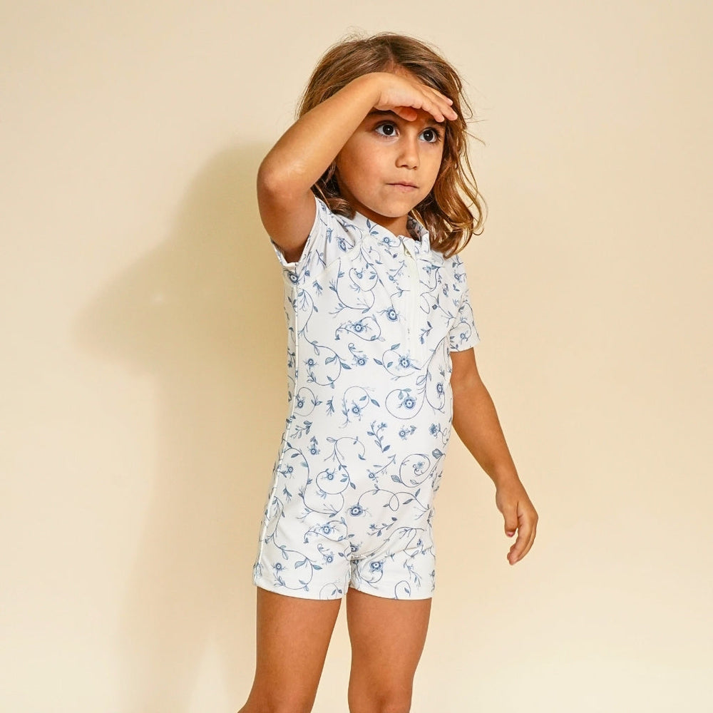Short Sleeve Rashguard Swimsuit | UPF + Recycled - Scandi Floral | Pre-Order SS27