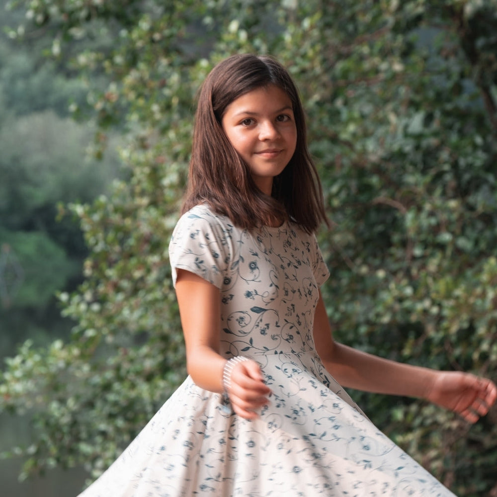 Sweetheart Twirl Dress | Organic Cotton Jersey - Scandi Floral | Pre-Order SS27