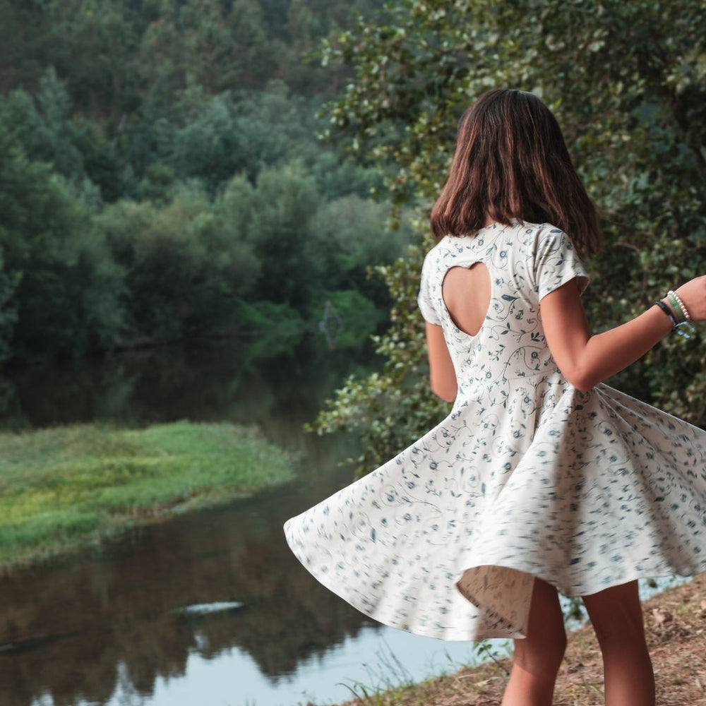 Sweetheart Twirl Dress | Organic Cotton Jersey - Scandi Floral | Pre-Order SS27