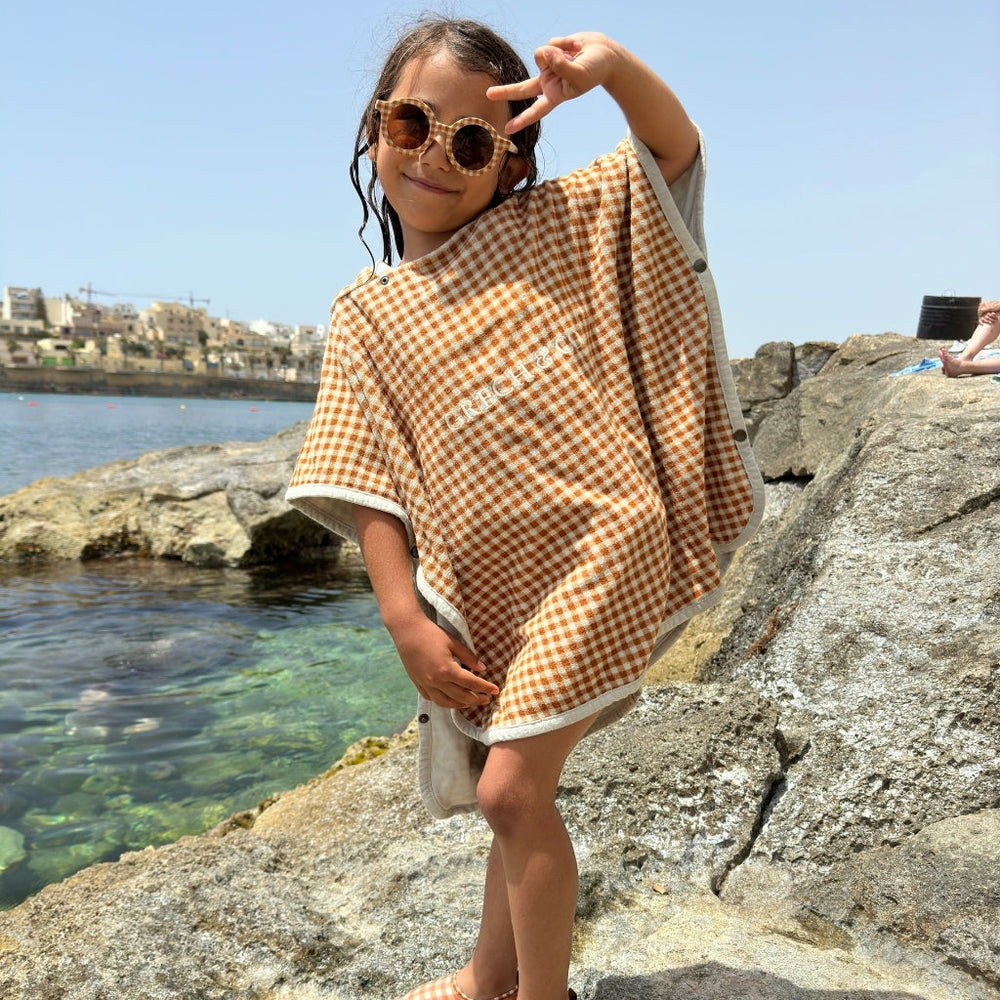 Bathing Towel Poncho | Organic Cotton - Sienna Gingham | Pre-Order SS27