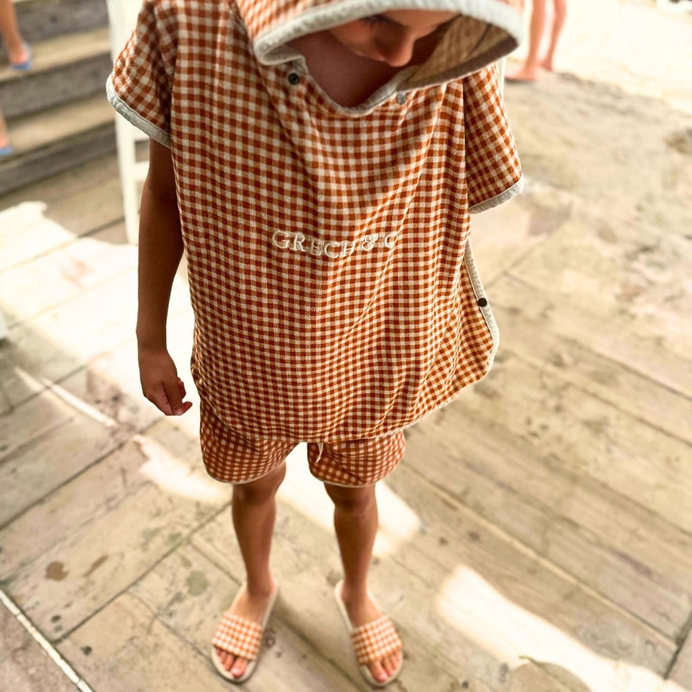 Bathing Towel Poncho | Organic Cotton - Sienna Gingham | Pre-Order SS27