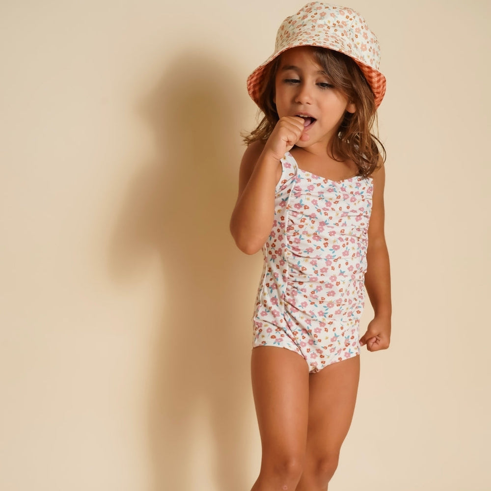 Vintage Girls 1 Piece Swimsuit | UPF + Recycled - Sunset Meadow | Pre-Order SS27