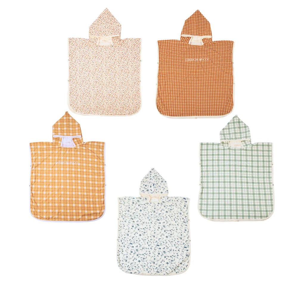 Bathing Towel Poncho | Organic Cotton - Fern Plaid | Pre-Order SS27