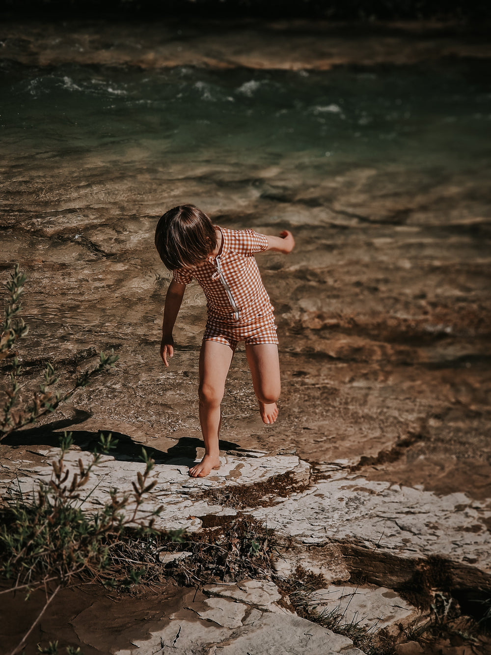 Short Sleeve Rashguard Swimsuit | UPF + Recycled - Sienna Gingham | Pre-Order SS27