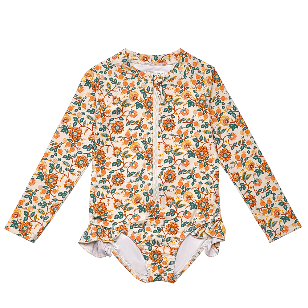 Long Sleeve Rashguard Ruffle Swimsuit | UPF + Recycled - In Bloom | Pre-Order SS27
