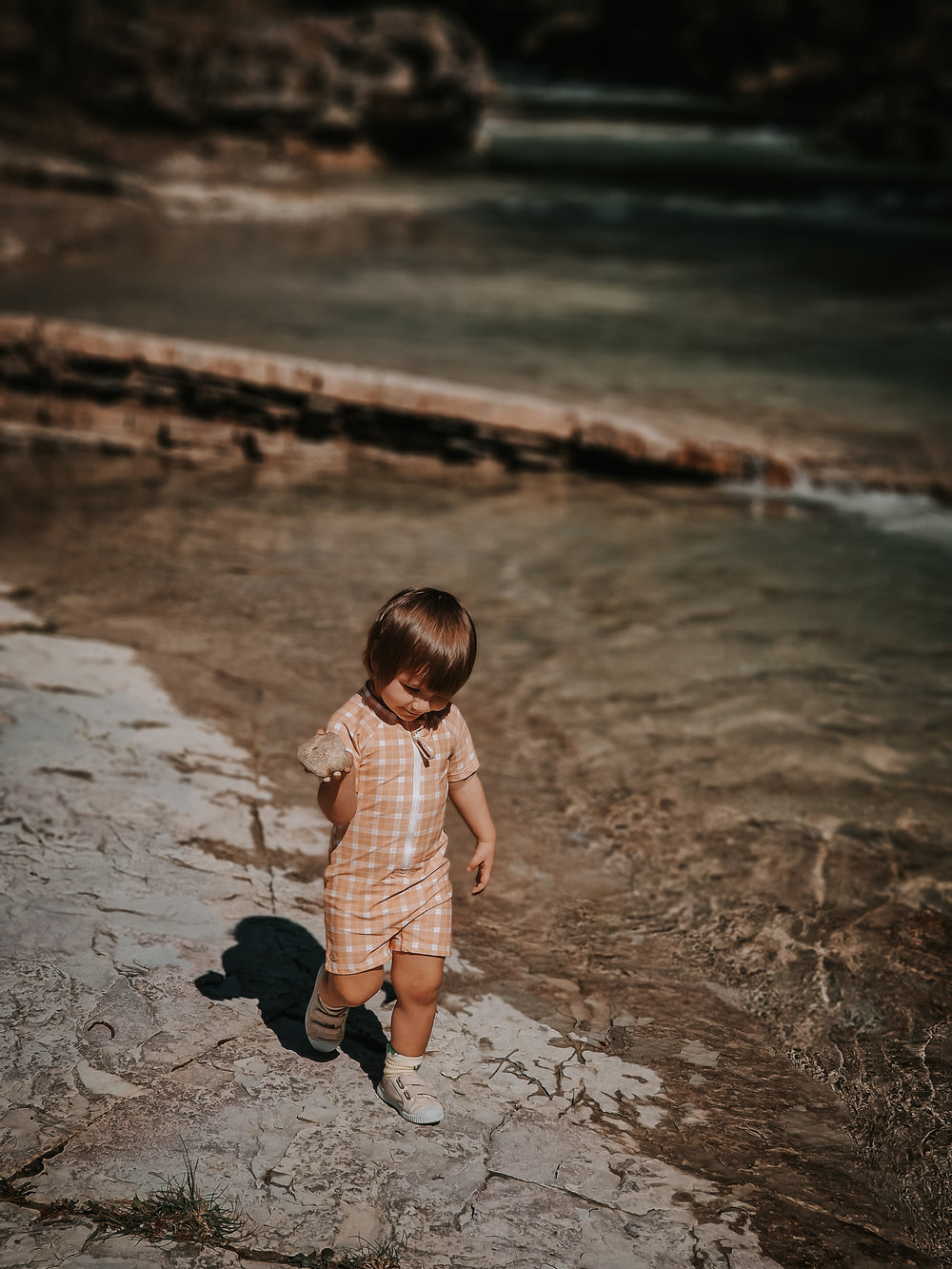 Short Sleeve Rashguard Swimsuit | UPF + Recycled - Buckwheat Plaid | Pre-Order SS27