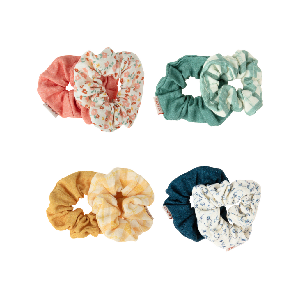 Hair Scrunchies  Set of 2 | Organic Cotton | Scandi Floral | Pre-Order SS27