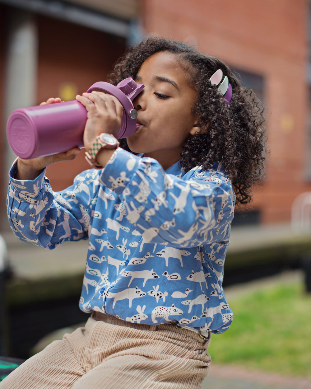 Bite + Sip Thermo Water Bottle - 18oz | Mauve Rose
