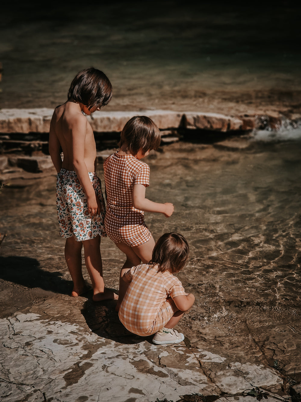 Short Sleeve Rashguard Swimsuit | UPF + Recycled - Buckwheat Plaid | Pre-Order SS27