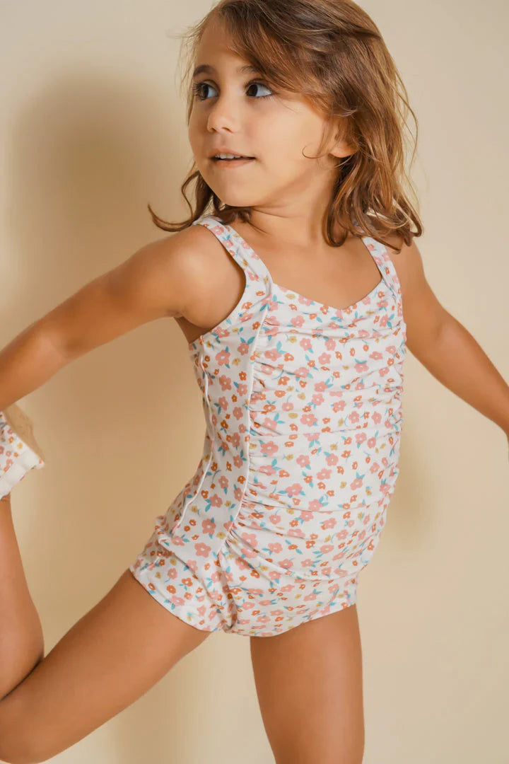 Vintage Girls 1 Piece Swimsuit | UPF + Recycled - Sunset Meadow | Pre-Order SS27