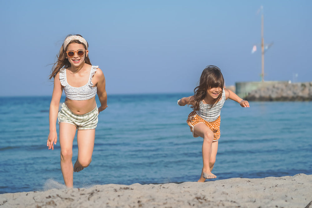 Vintage Girls 1 Piece Swimsuit | UPF + Recycled - Fern Plaid | Pre-Order SS27