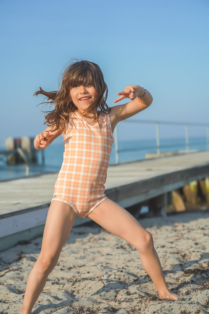 Sweetheart 1 Piece Swimsuit | UPF + Recycled - Buckwheat Plaid | Pre-Order SS27