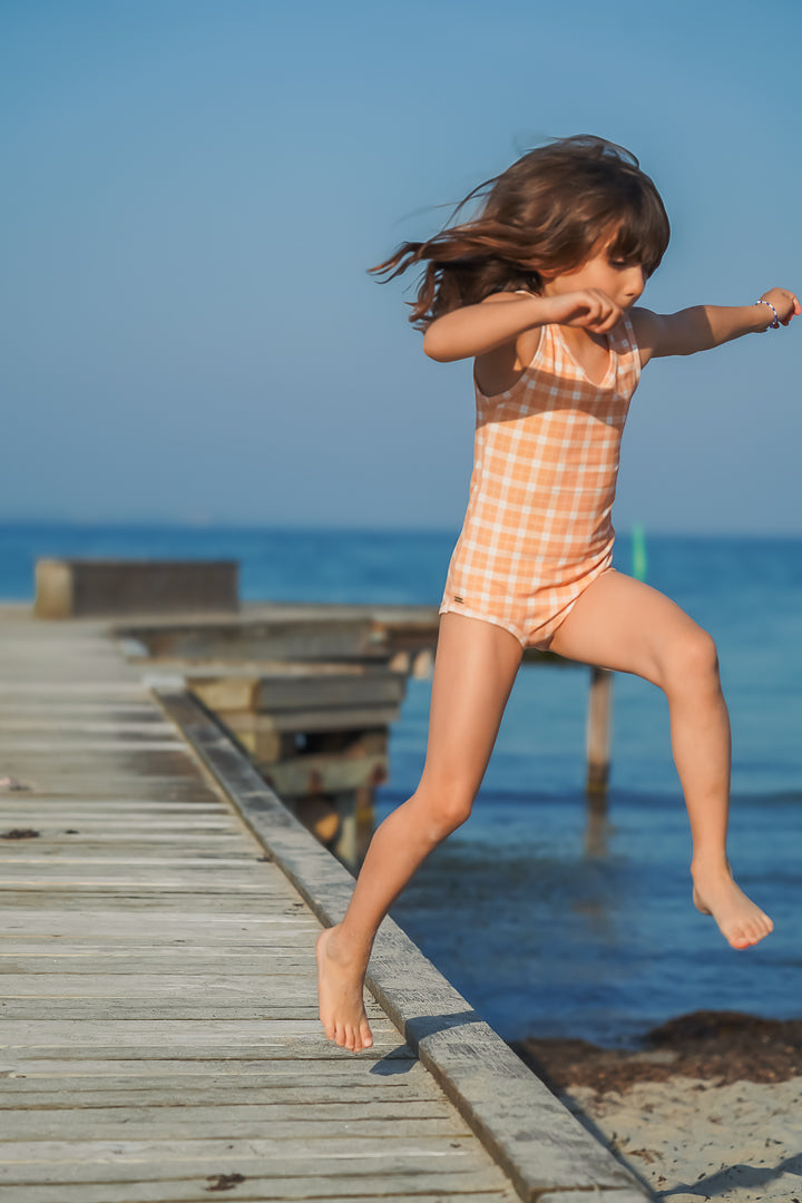 Sweetheart 1 Piece Swimsuit | UPF + Recycled - Buckwheat Plaid | Pre-Order SS27