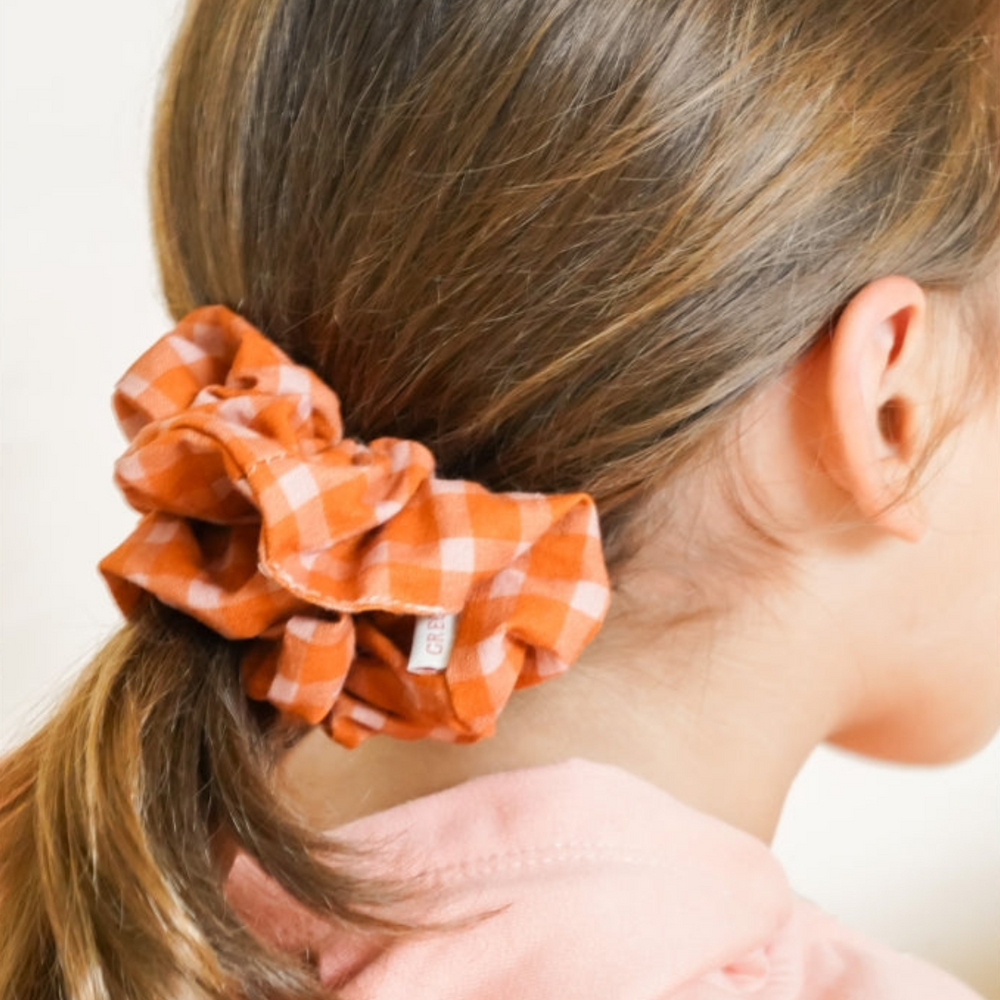 Hair Scrunchie set of 2 - Sunset Gingham + Storm Plaid