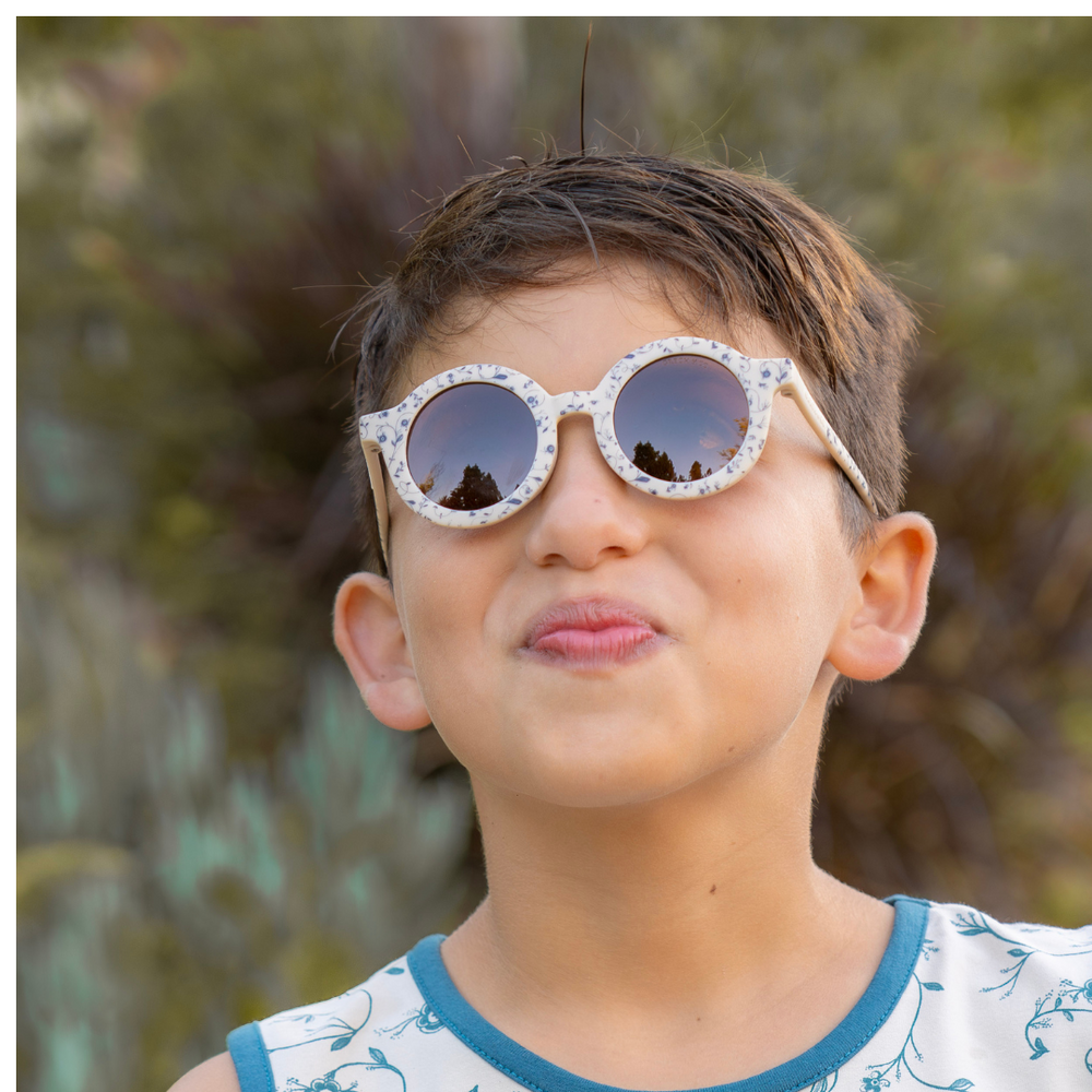 Original Round Sustainable Sunglasses | Bio-Based  Bendable Polarized | Scandi Floral
