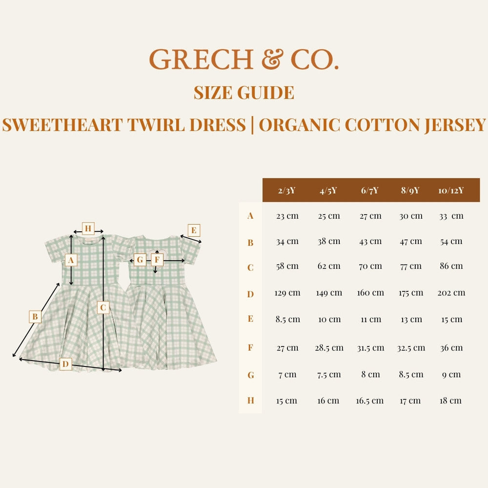 Sweetheart Twirl Dress | Organic Cotton Jersey - Fern Plaid | Pre-Order SS27