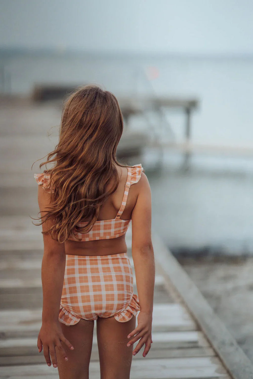 Ruffle 2 Piece Bikini | UPF + Recycled - Buckwheat Plaid | Pre-Order SS27