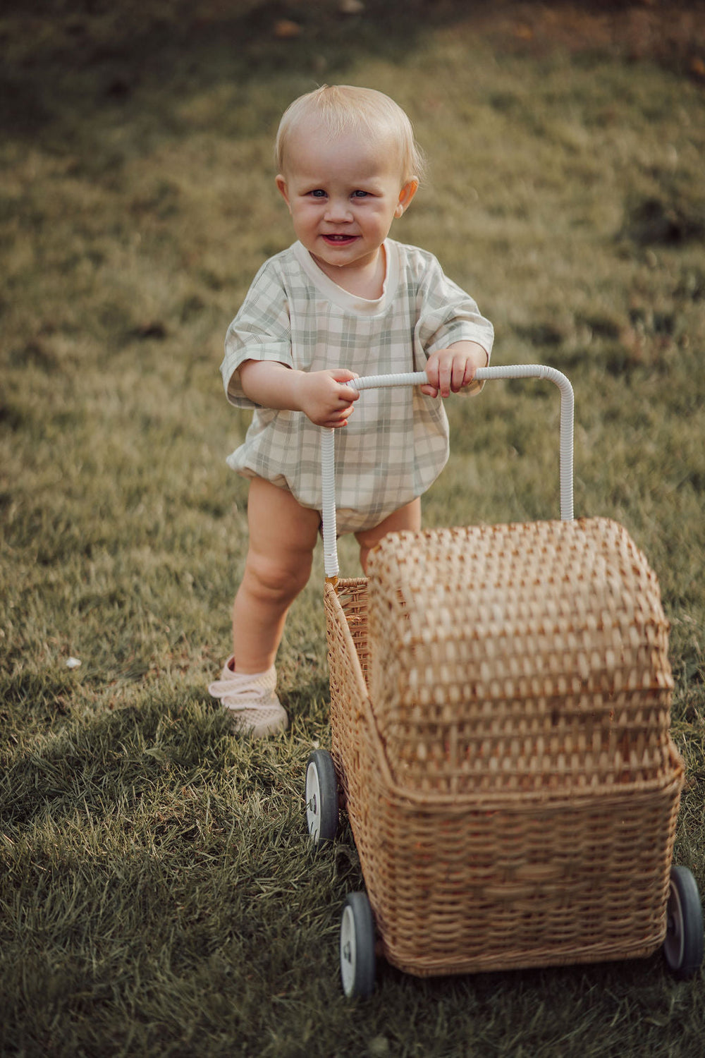 Bubble Romper | Organic Cotton Jersey - Fern Plaid | Pre-Order SS27