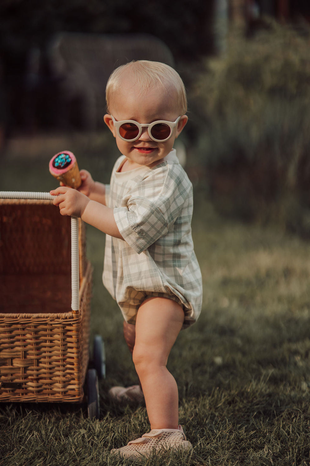 Bubble Romper | Organic Cotton Jersey - Fern Plaid | Pre-Order SS27