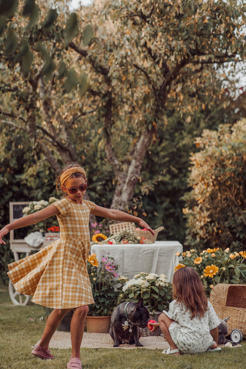 Sweetheart Twirl Dress | Organic Cotton Jersey - Buckwheat Plaid | Pre-Order SS27