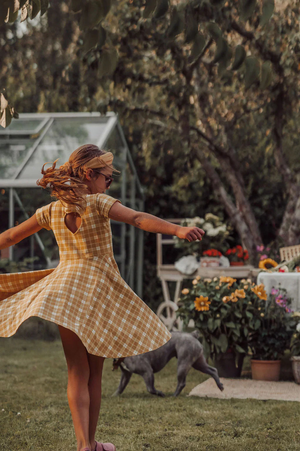 Sweetheart Twirl Dress | Organic Cotton Jersey - Buckwheat Plaid | Pre-Order SS27