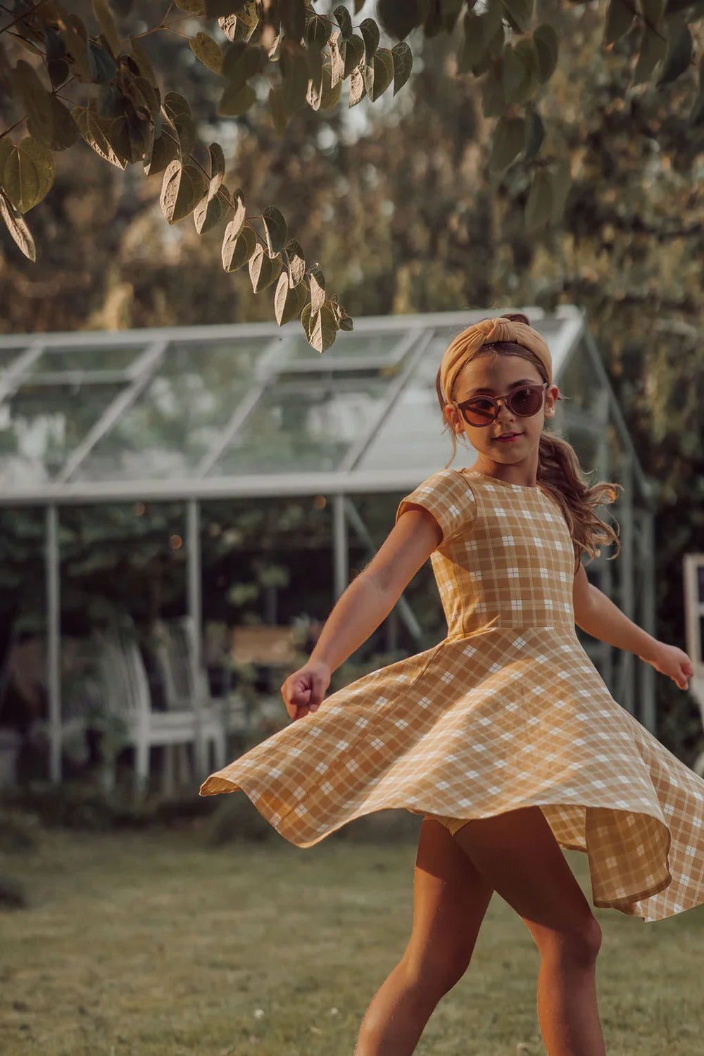 Sweetheart Twirl Dress | Organic Cotton Jersey - Buckwheat Plaid | Pre-Order SS27