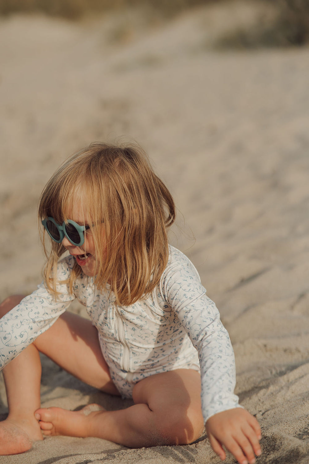 Long Sleeve Rashguard Ruffle Swimsuit | UPF + Recycled - Scandi Floral