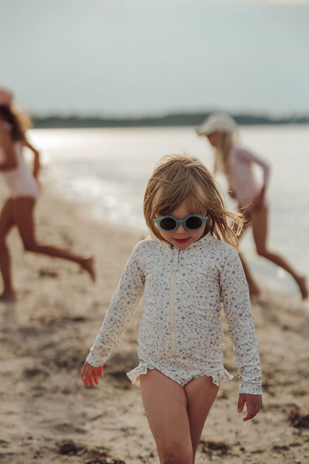 Long Sleeve Rashguard Ruffle Swimsuit | UPF + Recycled - Scandi Floral