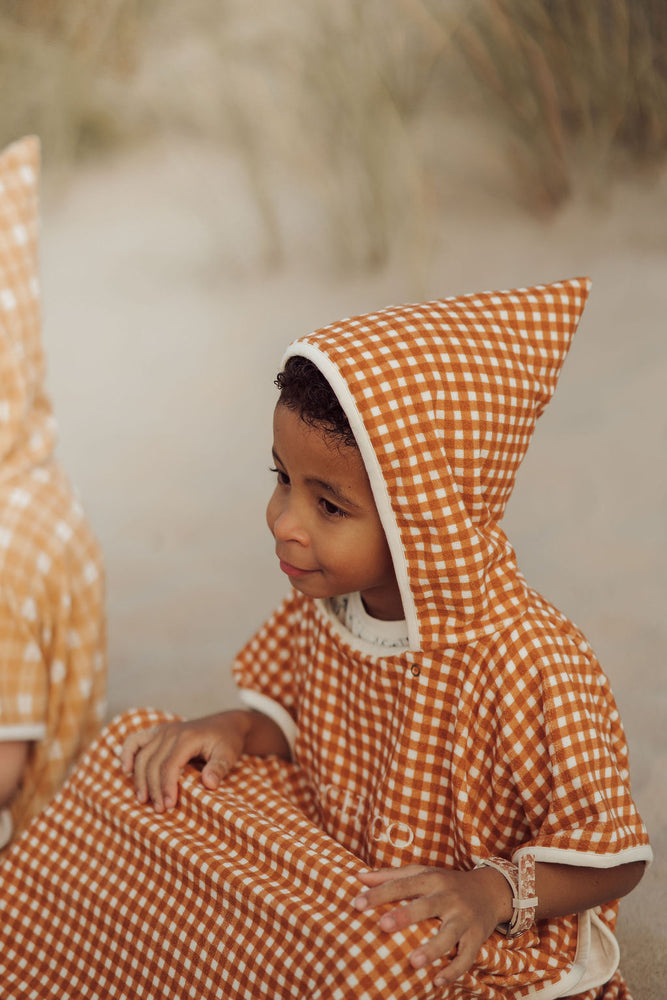 Bathing Towel Poncho | Organic Cotton - Sienna Gingham | Pre-Order SS27