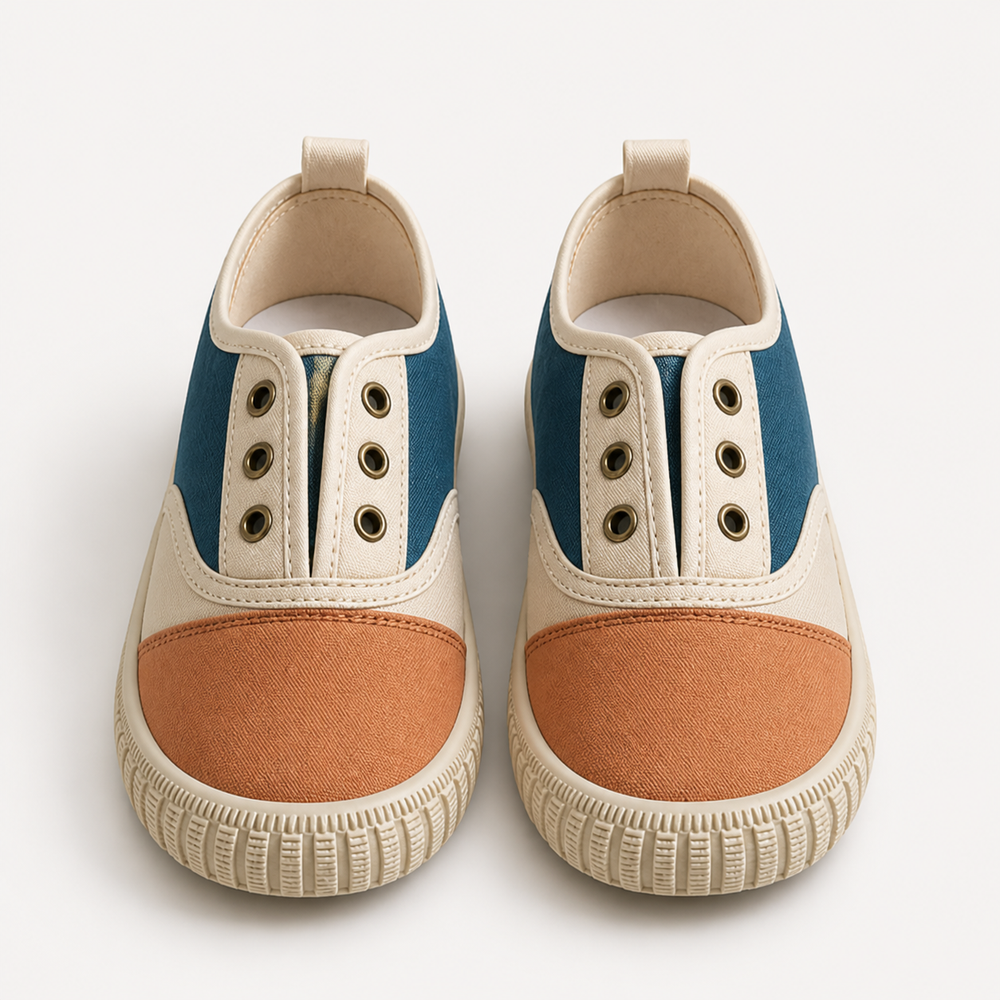 Children’s Cotton Slip-On Shoes – Desert Teal + Sienna