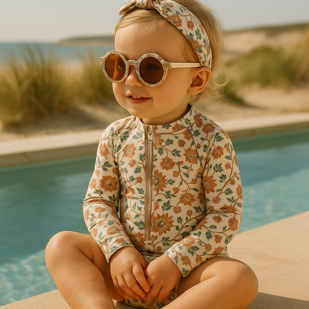 Long Sleeve Rashguard Ruffle Swimsuit | UPF + Recycled - In Bloom