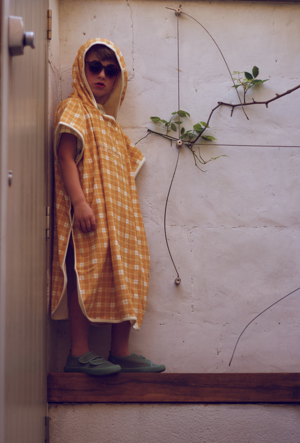 Bathing Towel Poncho | Organic Cotton - Fern Plaid | Pre-Order SS27