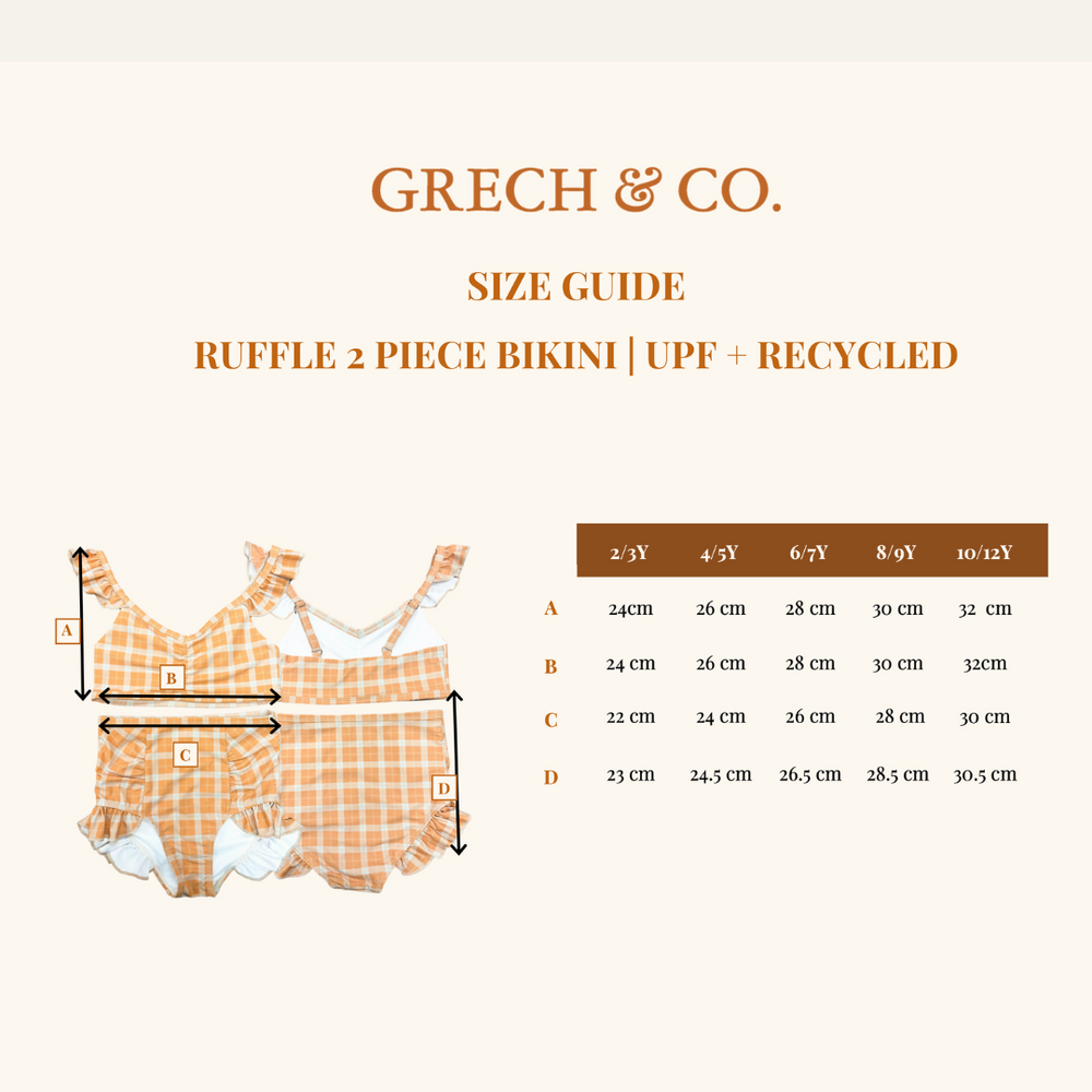 Ruffle 2 Piece Bikini | UPF + Recycled - Buckwheat Plaid