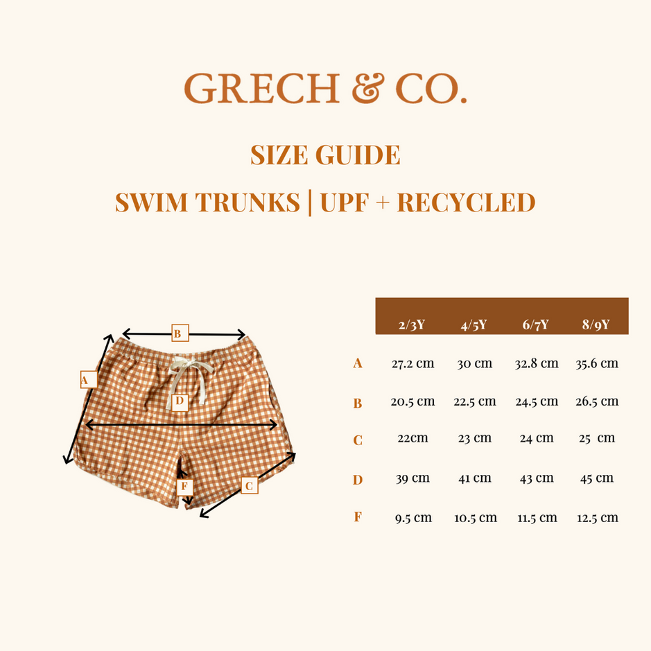 Swim Trunks | UPF + Recycled - Sienna Gingham | Pre-Order SS27